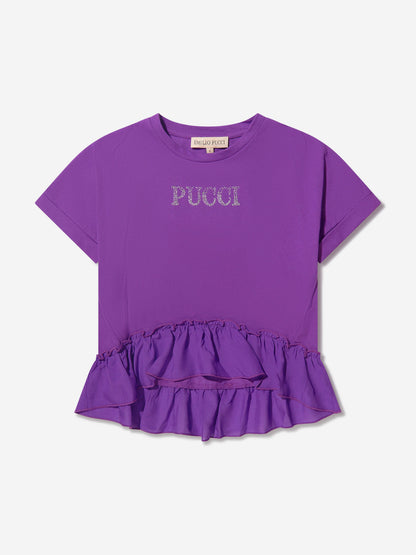 Pucci 女童徽标荷叶边 T 恤