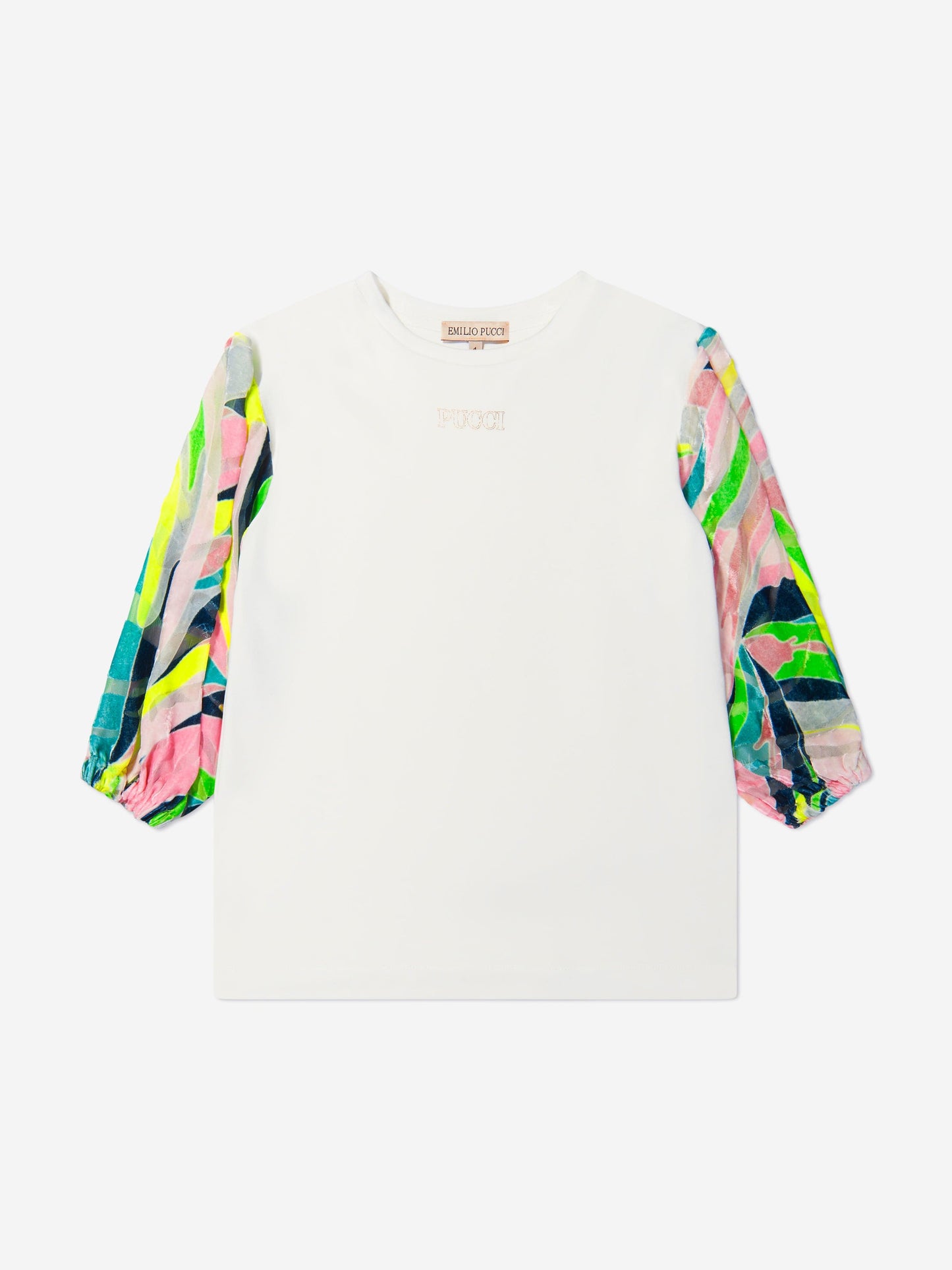 Pucci 女童印花袖徽标连衣裙