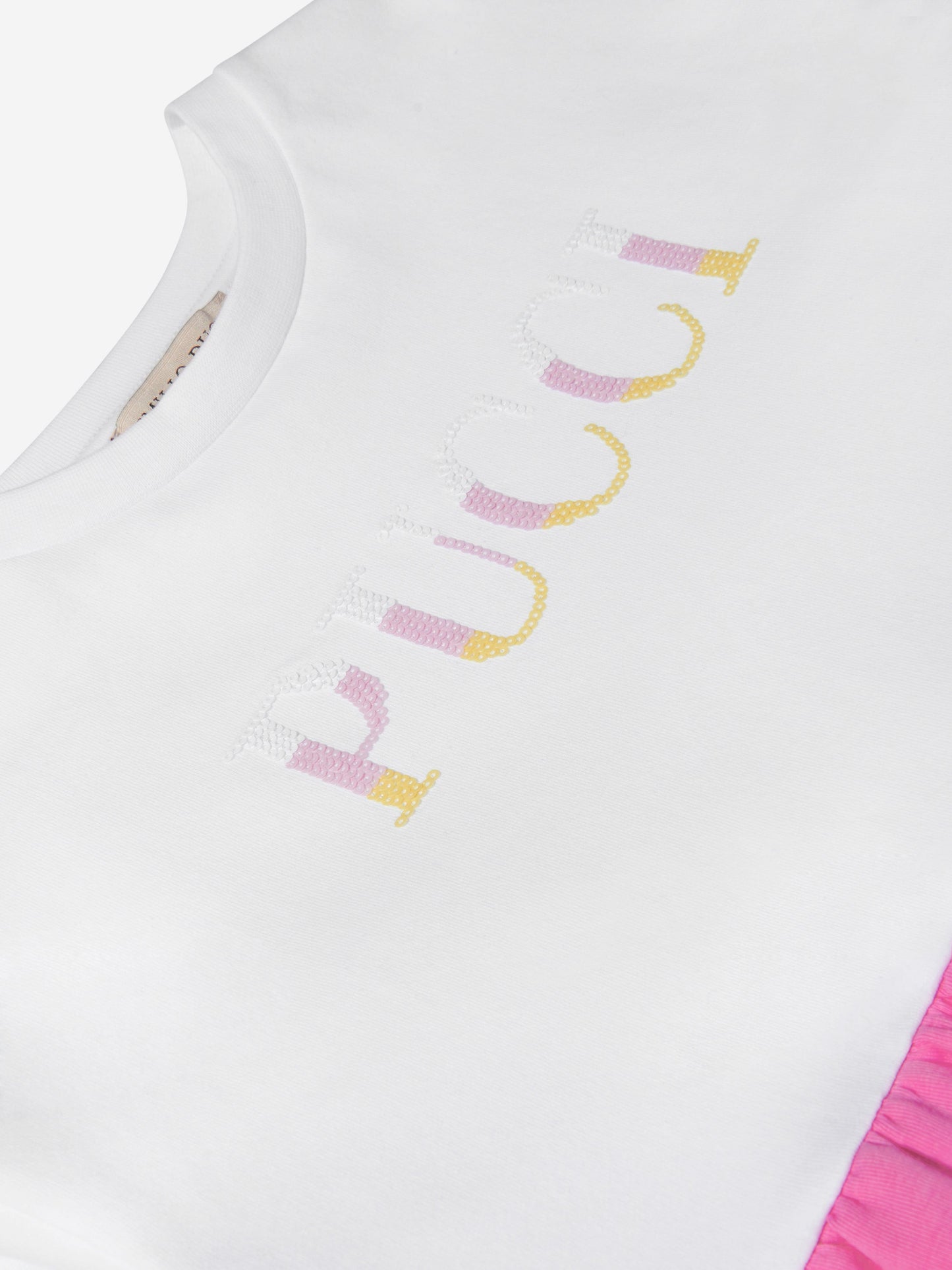 Pucci 女童棉质荷叶边徽标连衣裙