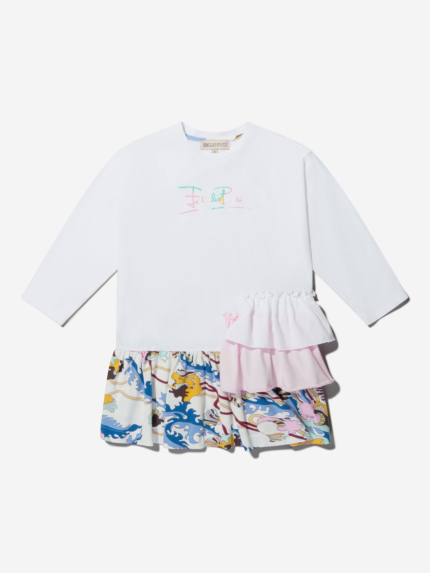 Pucci 女童棉质图案徽标连衣裙