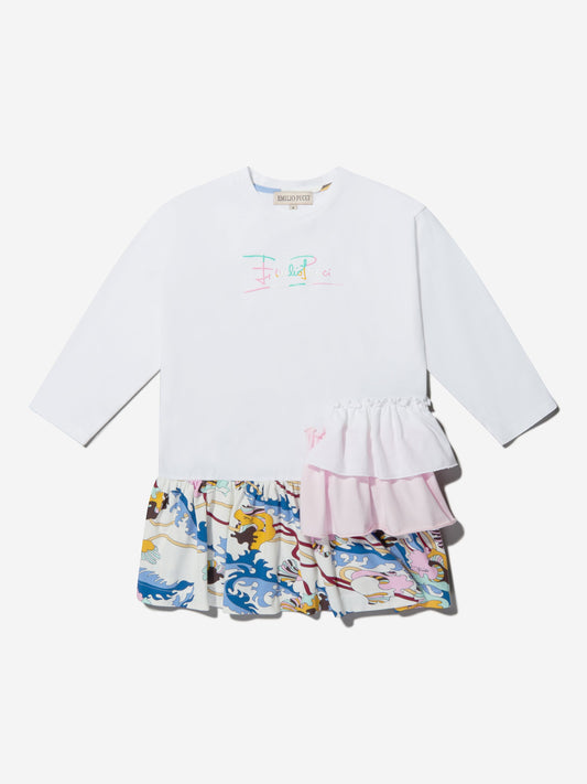 Pucci 女童棉质图案徽标连衣裙