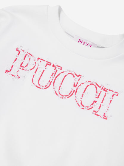 Pucci 女童白色徽标运动衫
