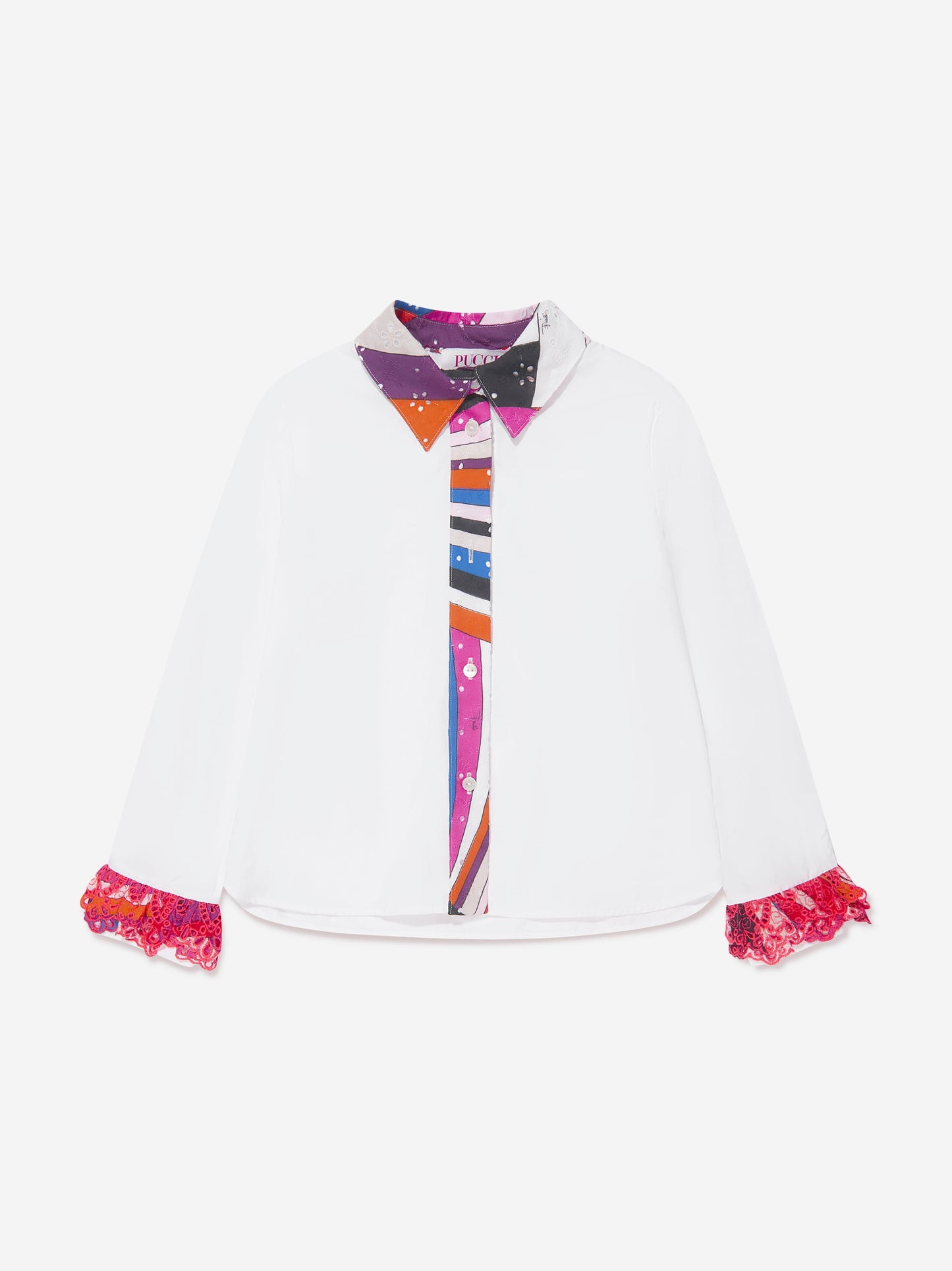 Pucci 女童白色乔其纱衬衫