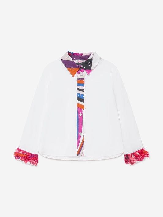 Pucci 女童白色乔其纱衬衫