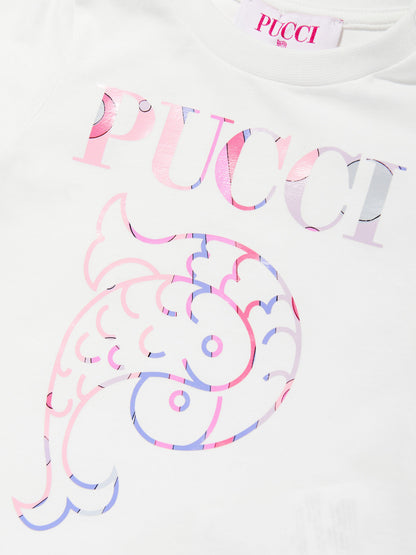 Baby Girls Logo Print T-Shirt in Ivory