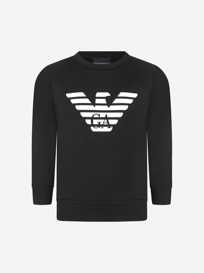 Emporio Armani 男童棉混纺徽标运动衫