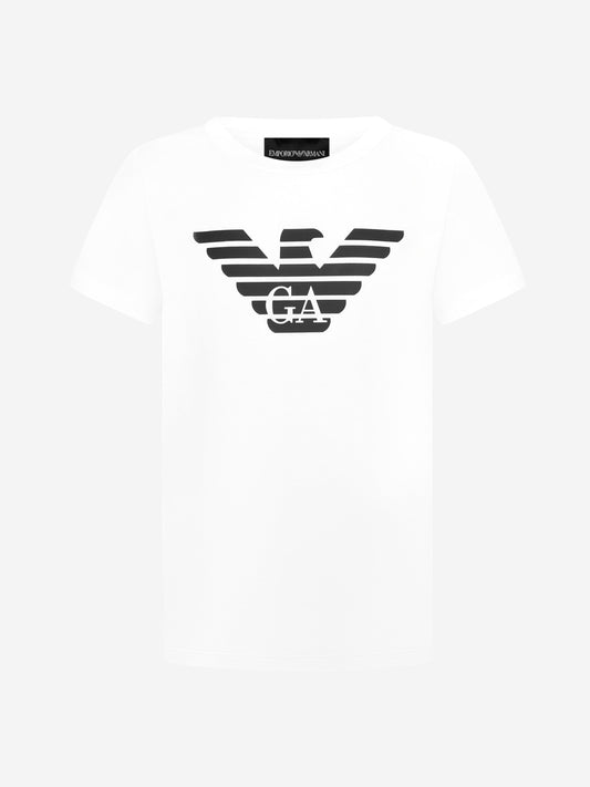 Emporio Armani 男童比马棉徽标 T 恤