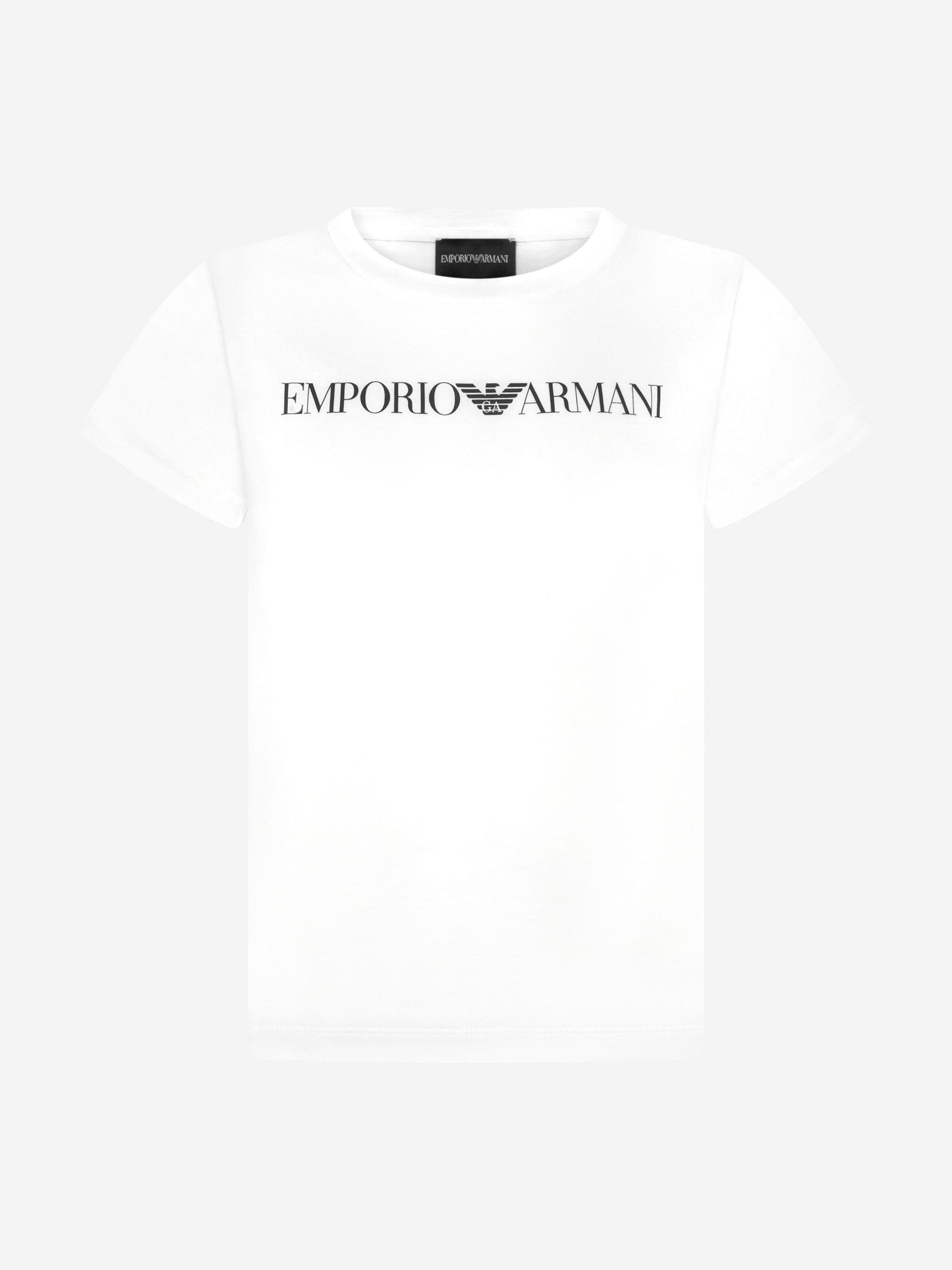 Emporio Armani 男童白色徽标 T 恤