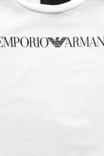 Emporio Armani 男童白色徽标 T 恤