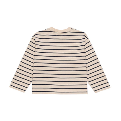 儿童米色条纹棉T恤
