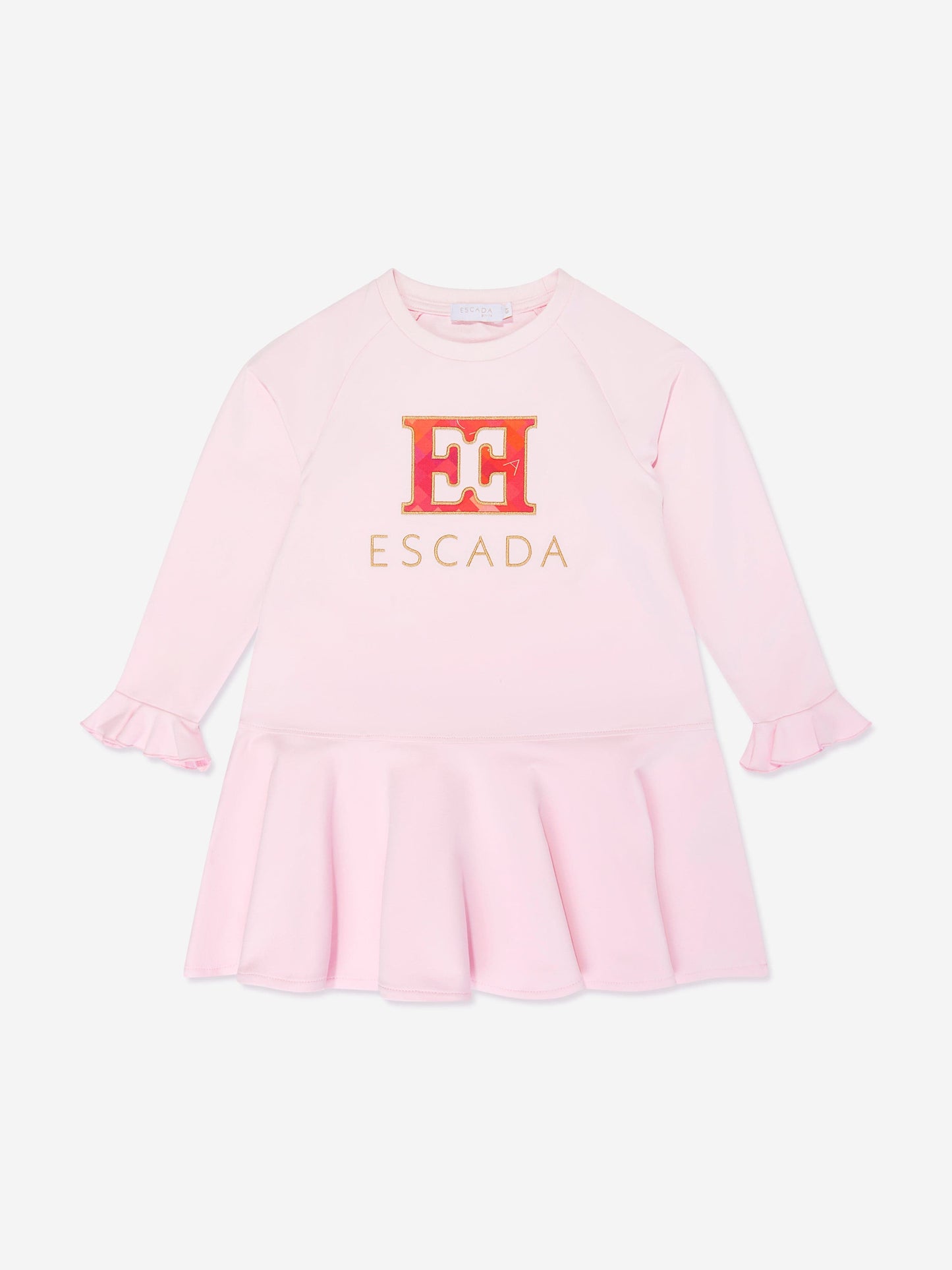 Escada 女童刺绣徽标毛衣裙（粉色）