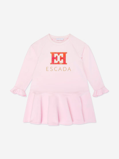 Escada 女童刺绣徽标毛衣裙（粉色）