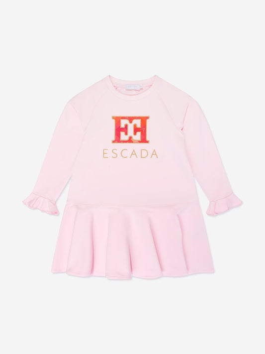 Escada 女童刺绣徽标毛衣裙（粉色）