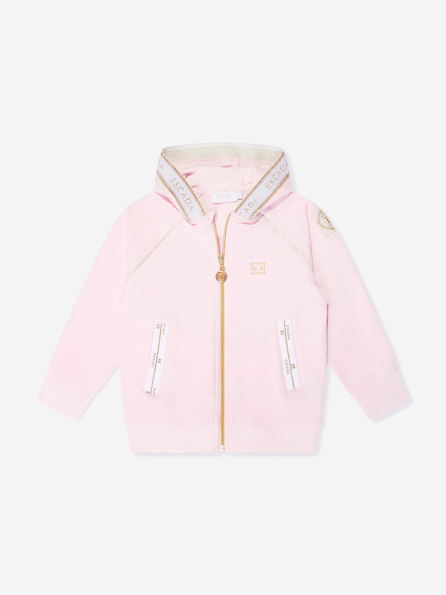 Escada 女童粉色徽标拉链上衣