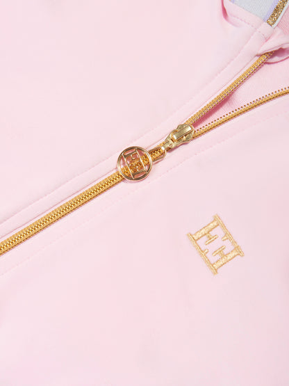 Escada 女童粉色徽标拉链上衣