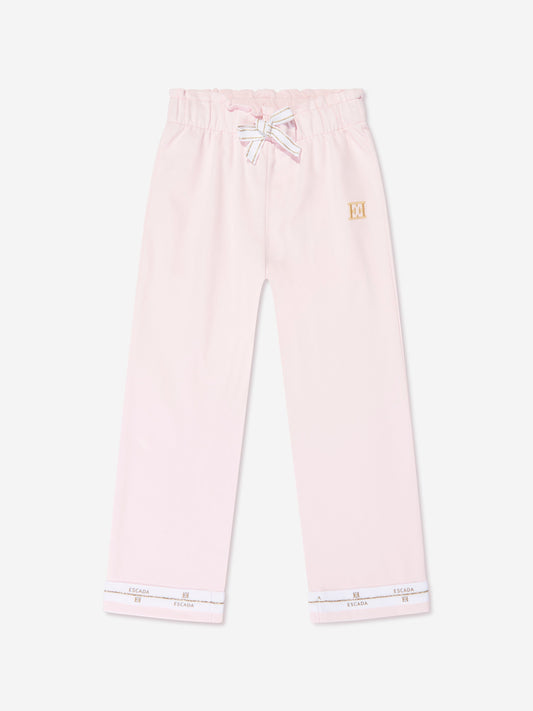 Escada 女童粉色徽标慢跑裤