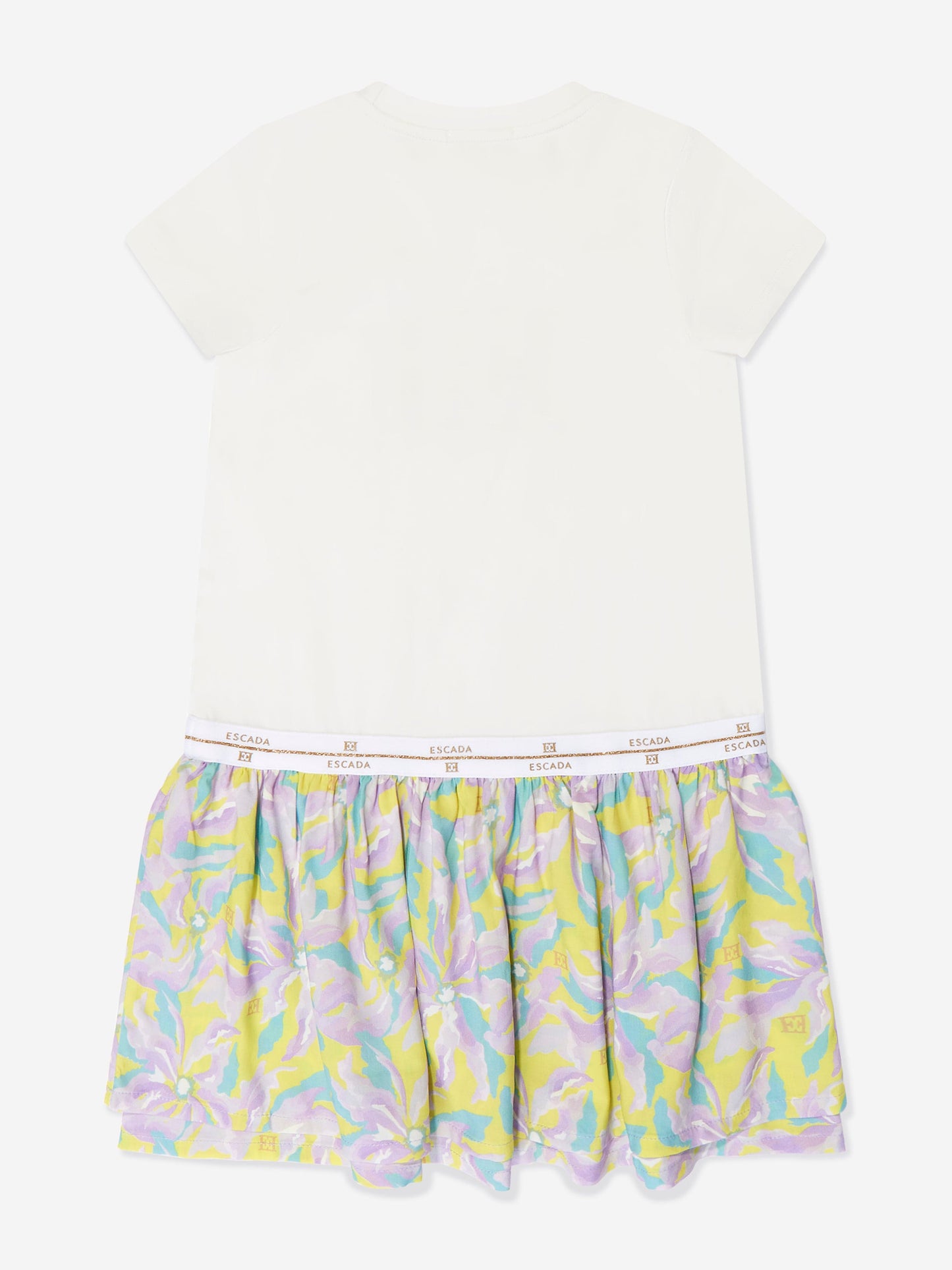 Escada 女童白色花卉 T 恤连衣裙