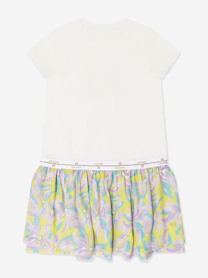Escada 女童白色花卉 T 恤连衣裙