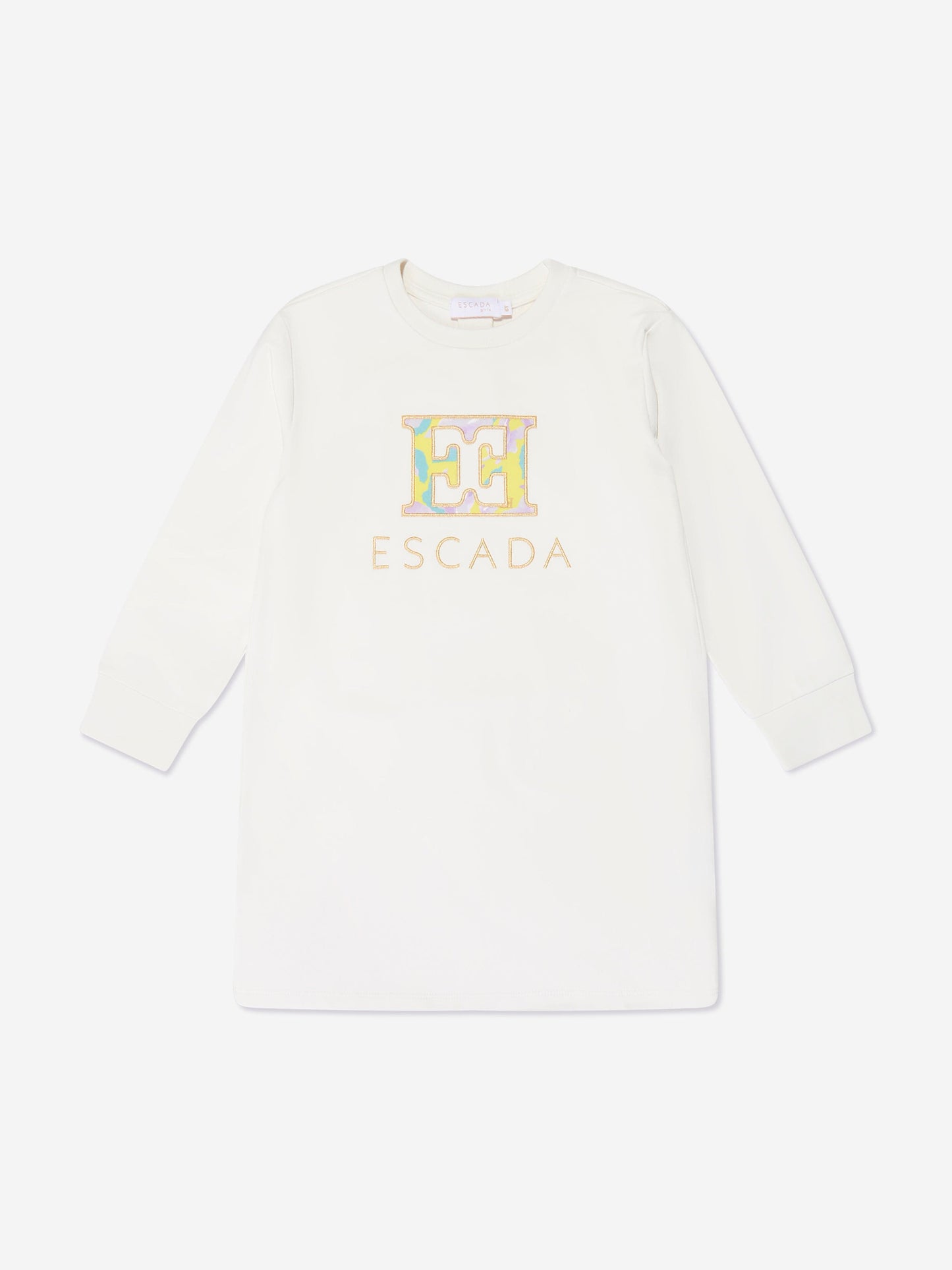 Escada 女童白色刺绣徽标毛衣裙