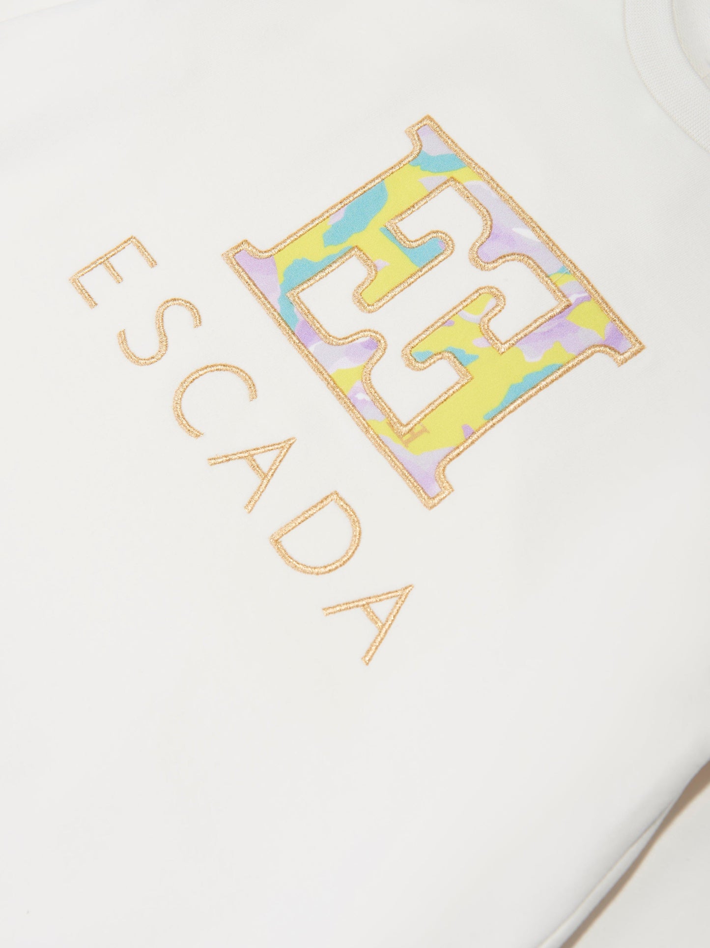 Escada 女童白色刺绣徽标毛衣裙