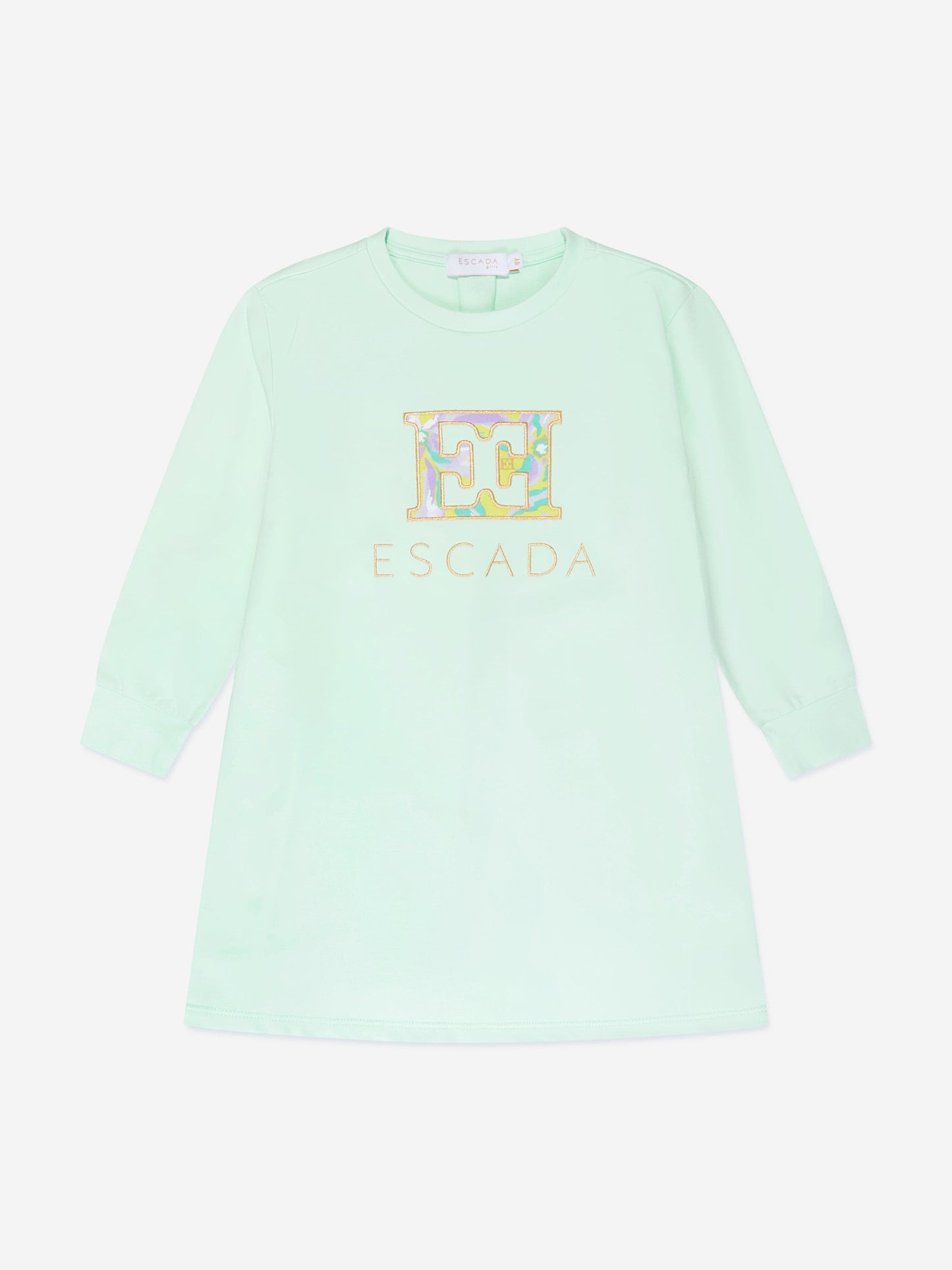 Escada 女童蓝色刺绣徽标毛衣裙