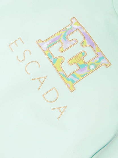 Escada 女童蓝色刺绣徽标毛衣裙