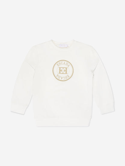 Escada 女童白色刺绣徽标运动衫