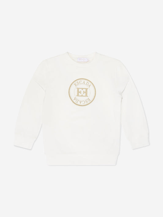 Escada 女童白色刺绣徽标运动衫