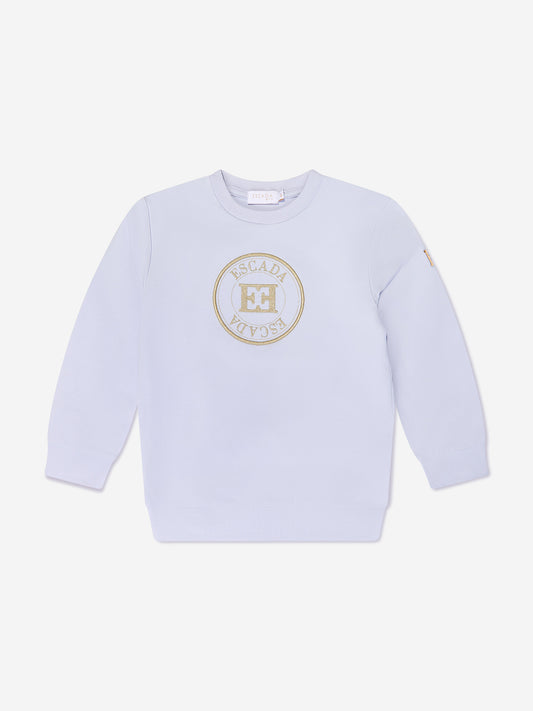Escada 女童紫色刺绣徽标运动衫
