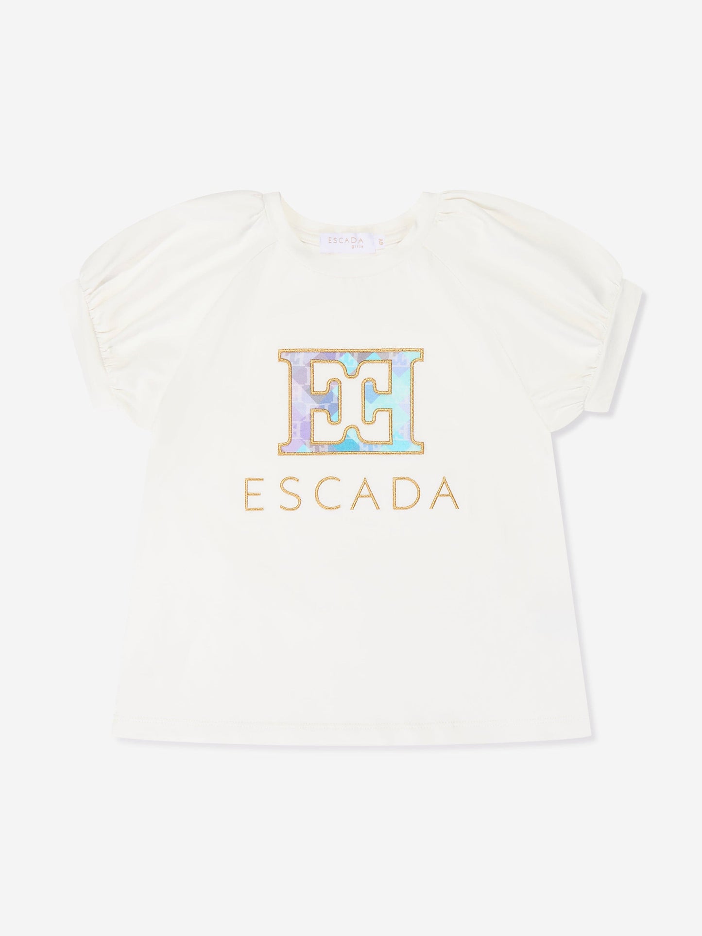 Escada 女童白色刺绣徽标 T 恤