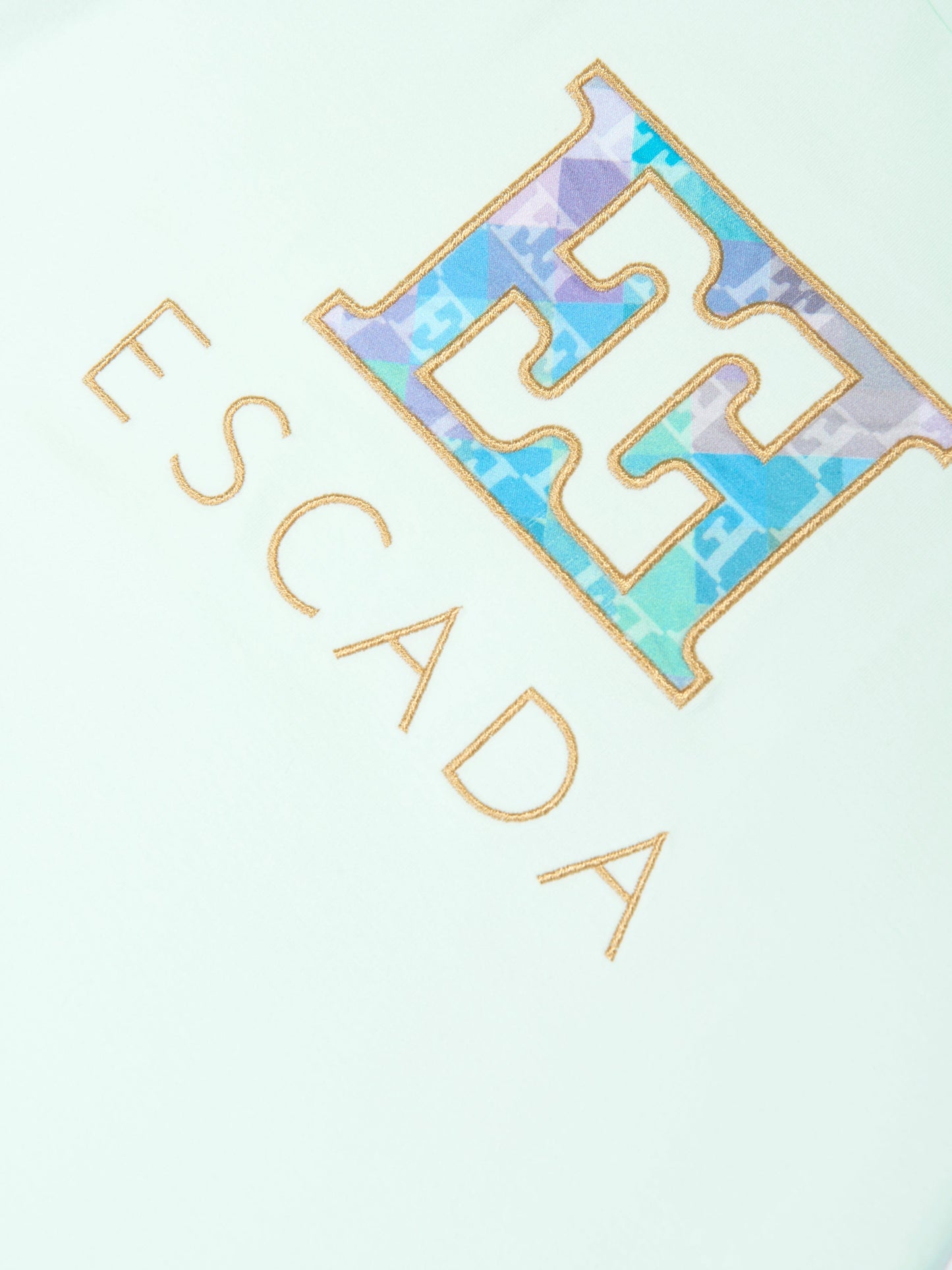 Escada 女童蓝色刺绣徽标 T 恤