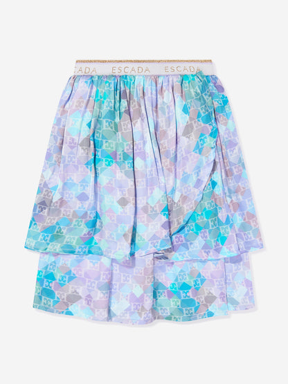 Escada 女童蓝色多层半身裙
