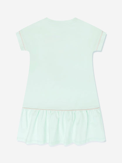 Escada 女童蓝色刺绣徽标 T 恤连衣裙