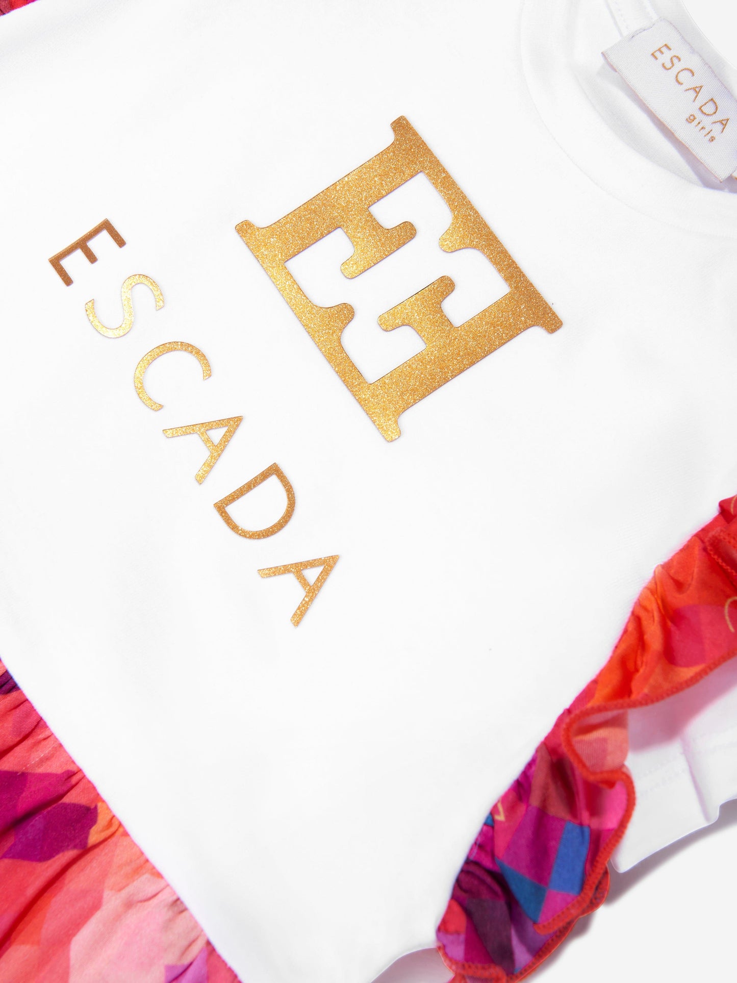 Escada 女婴白色徽标 T 恤连衣裙