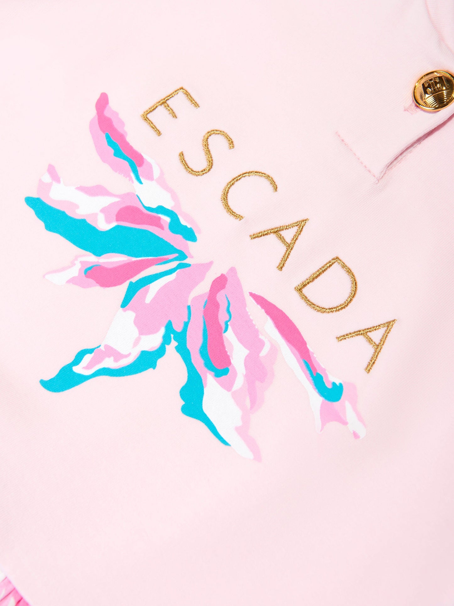 Escada 女婴粉色花卉 T 恤连衣裙