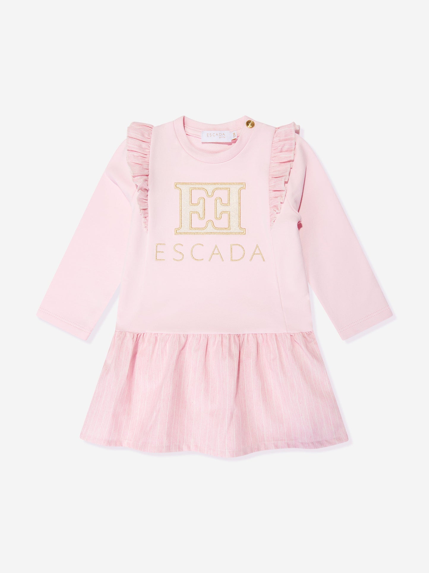 Escada 女婴刺绣徽标毛衣裙（粉色）