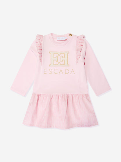 Escada 女婴刺绣徽标毛衣裙（粉色）