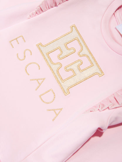 Escada 女婴刺绣徽标毛衣裙（粉色）