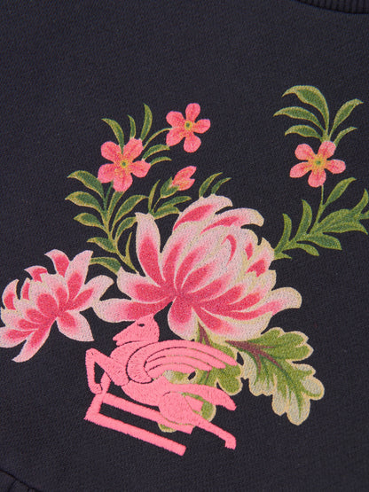 Etro 女童海军蓝花朵平纹针织连衣裙