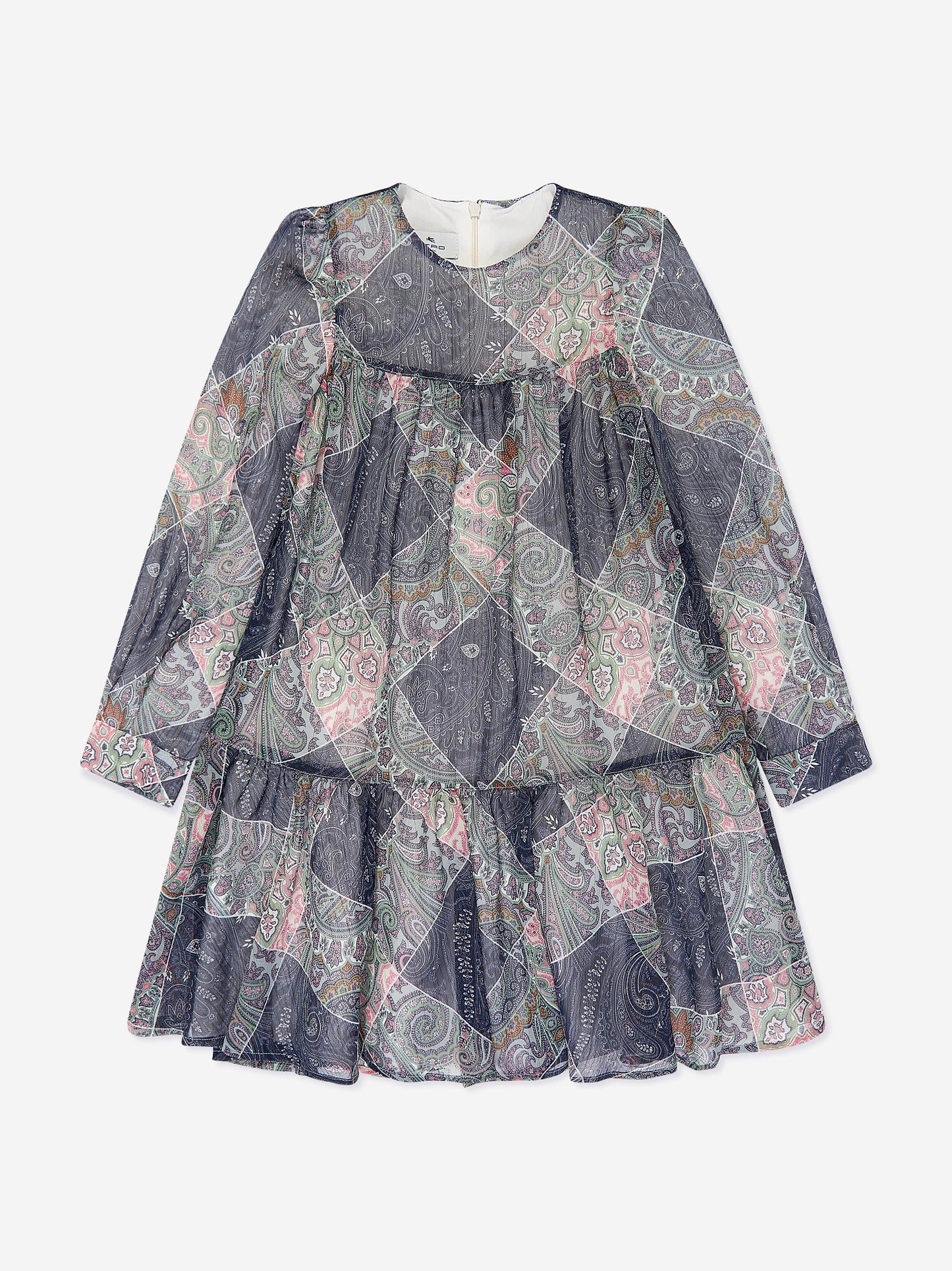 Etro 女童蓝色佩斯利编织连衣裙