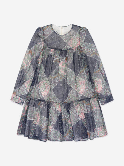 Etro 女童蓝色佩斯利编织连衣裙
