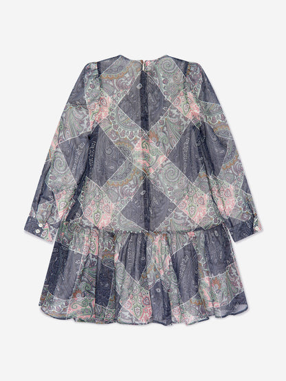 Etro 女童蓝色佩斯利编织连衣裙