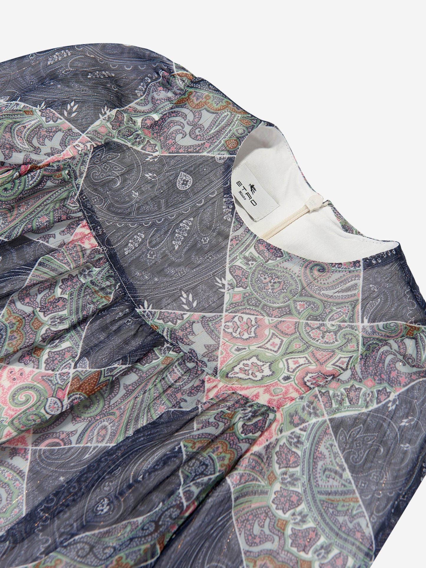 Etro 女童蓝色佩斯利编织连衣裙