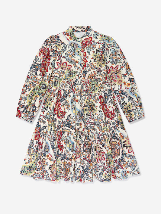 Etro 女童多色佩斯利花卉连衣裙