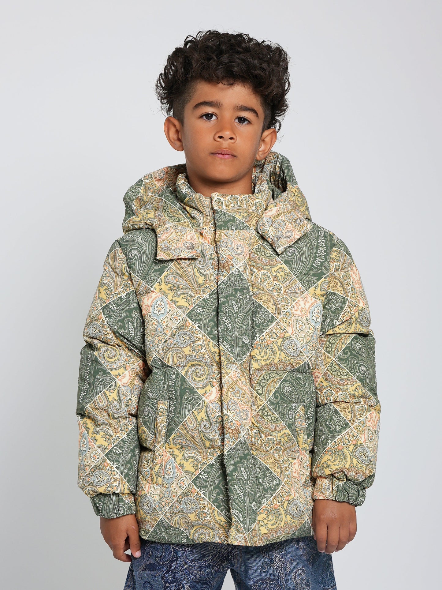 Etro Boys 绿色佩斯利羽绒夹克