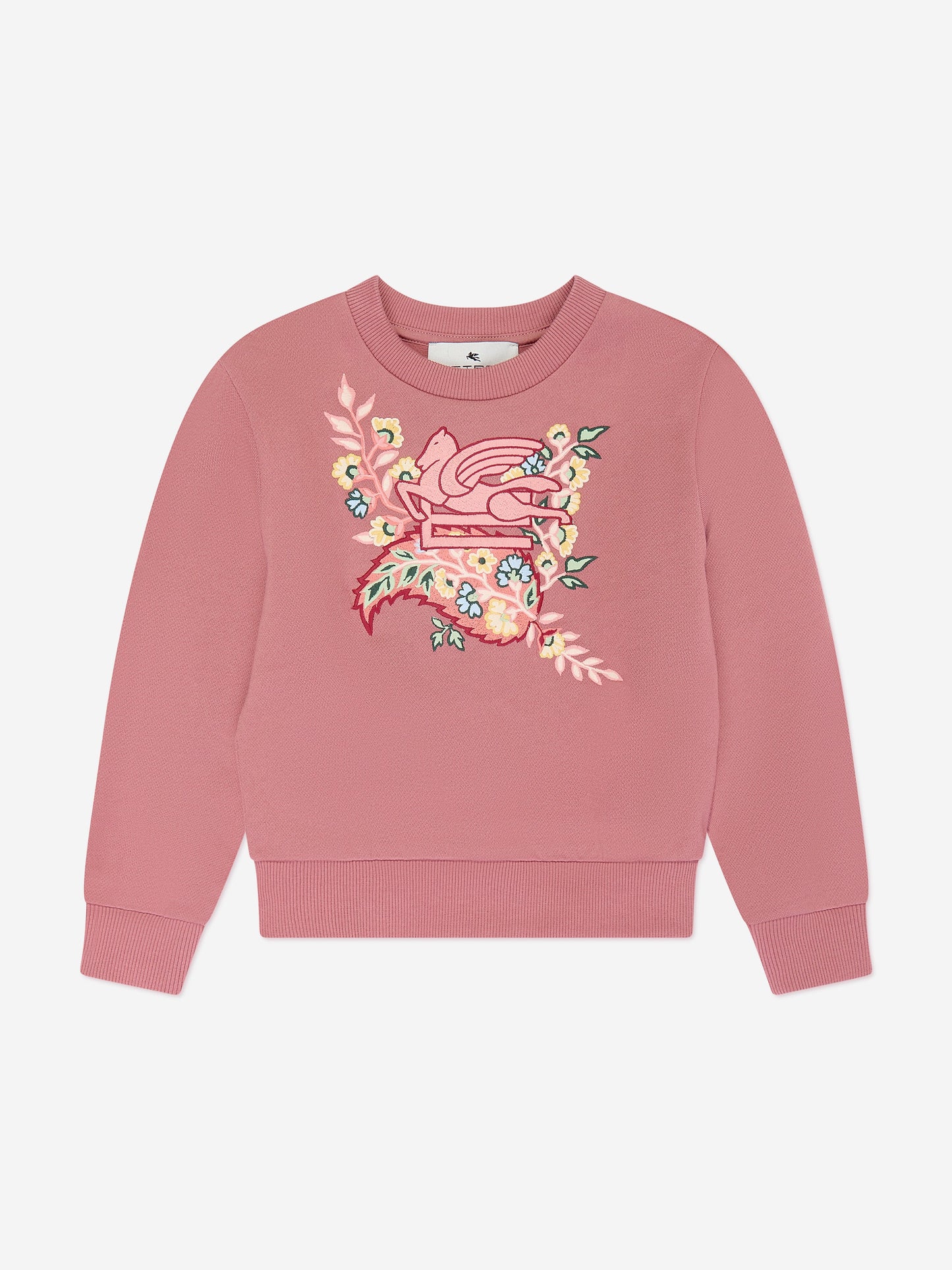 Etro 女孩粉色 Pegaso 徽标运动衫