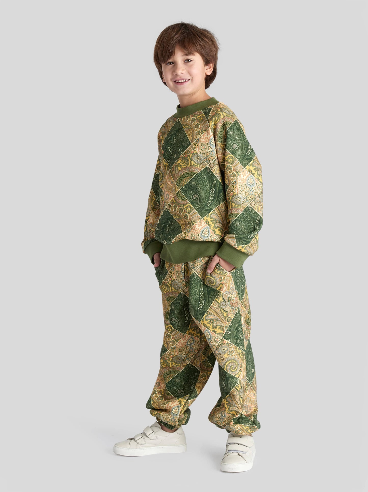 Etro Boys 绿色佩斯利慢跑裤