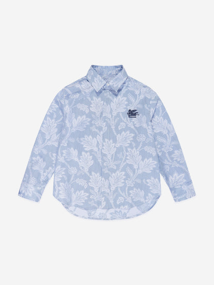 Etro 男童蓝色提花徽标衬衫