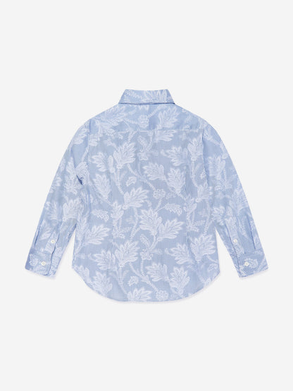 Etro 男童蓝色提花徽标衬衫