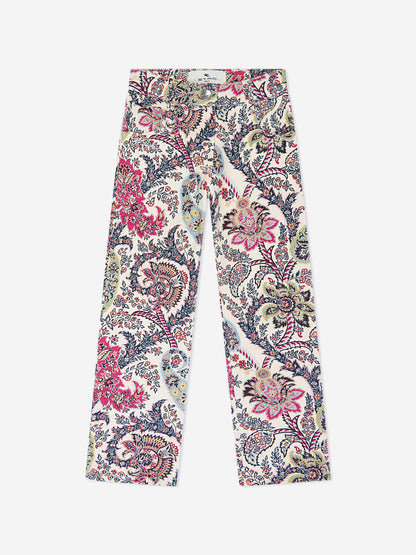 Etro 女童象牙色佩斯利印花长裤